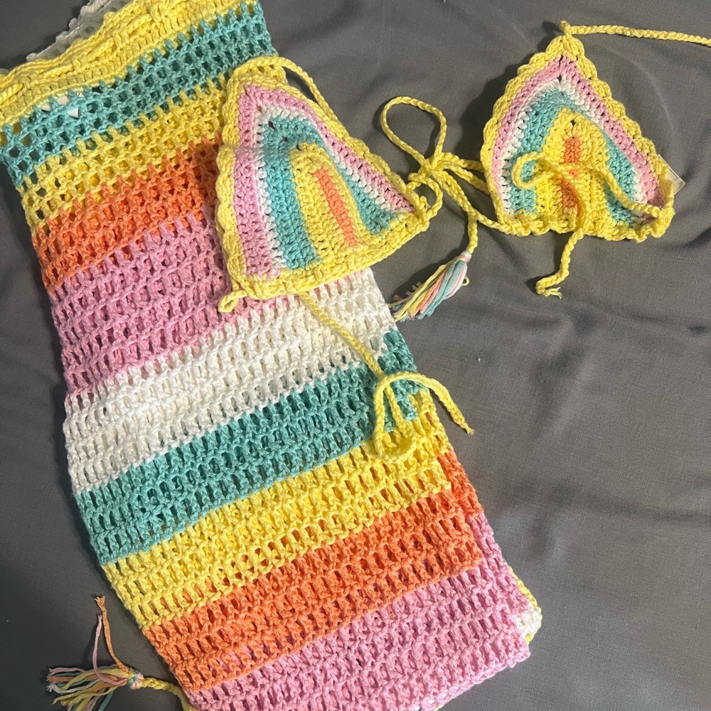 Colorful Crochet Bikini Set